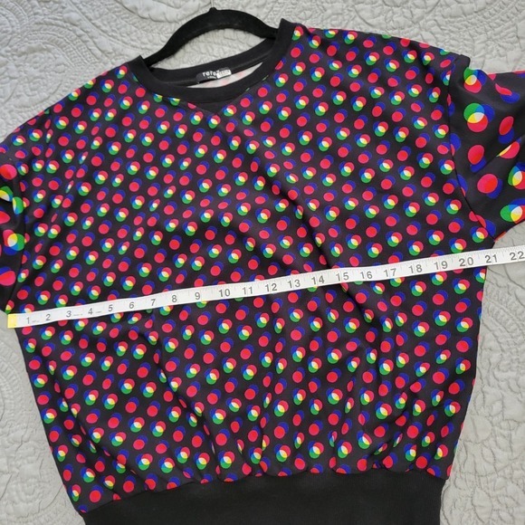 Terez Windbreaker Sweatshirt XS Pullover Black Colorful Polka Dot Long Sleeve - Picture 7 of 8